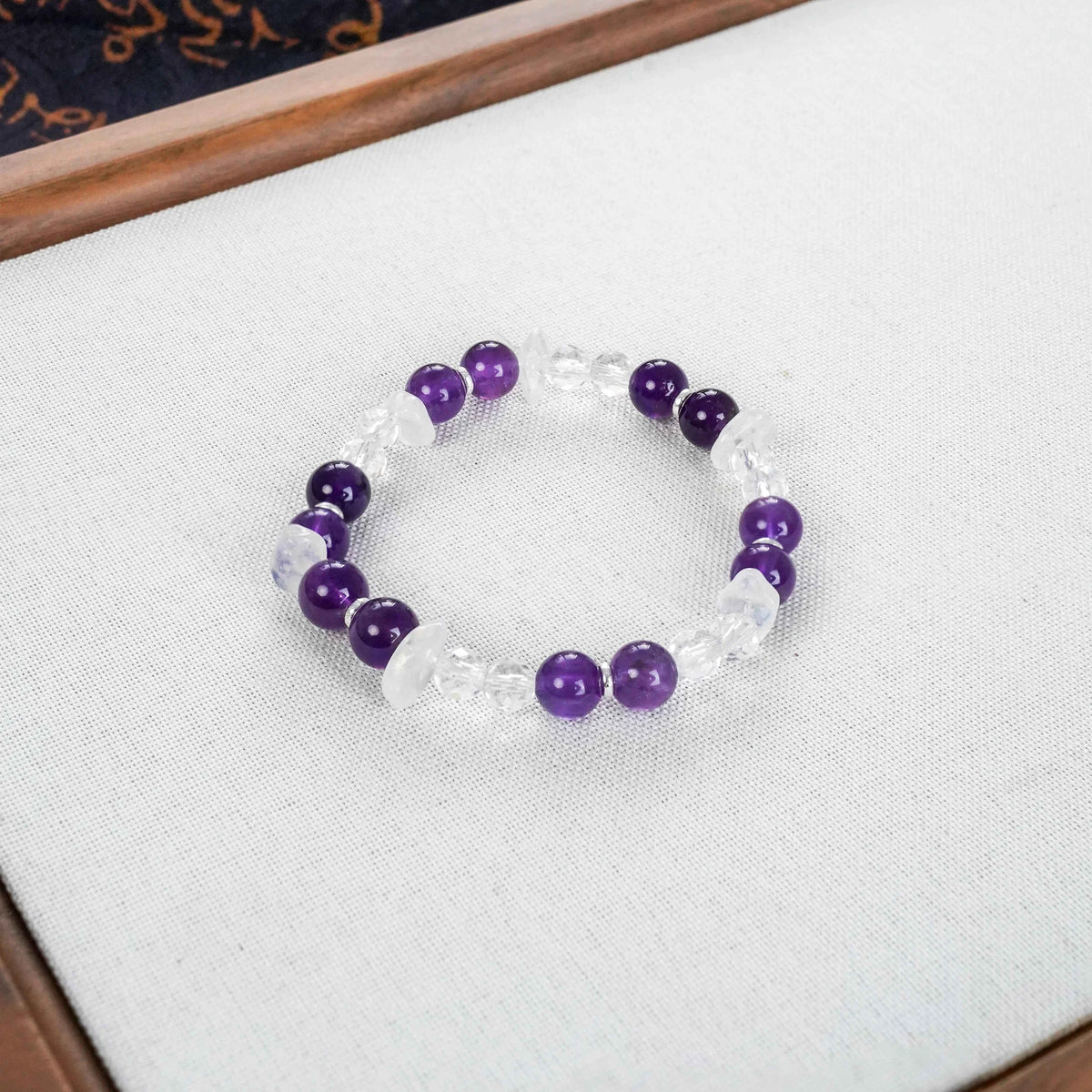Amethyst Theme Bracelet with Clear Quartz & Moonstone - Spiritual Growth & Intuition