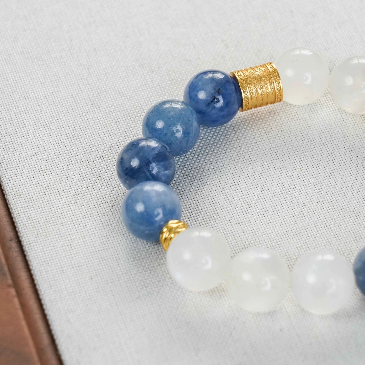 Kyanite & Moonstone Bracelet with Lucky Charms - Communication, Intuition & Protection