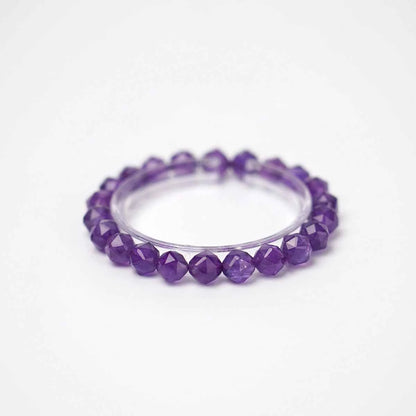 Natural Amethyst Bead Bracelet | Crystal Jewelry for Spiritual Growth | Calmness | Protection | Emotional