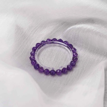 Natural Amethyst Bead Bracelet | Crystal Jewelry for Spiritual Growth | Calmness | Protection | Emotional