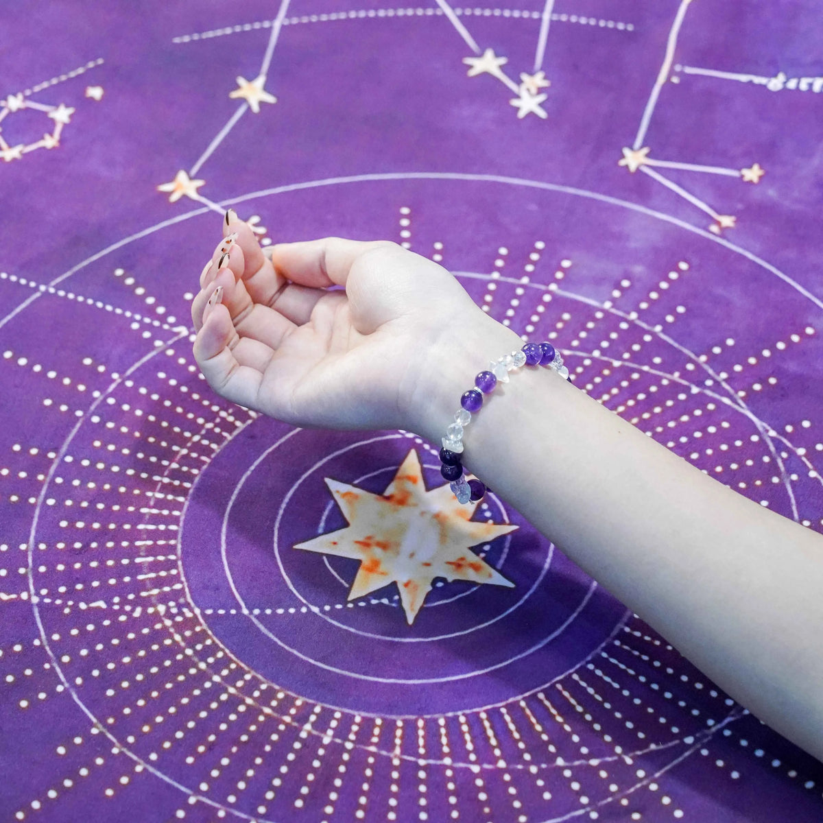 Amethyst Theme Bracelet with Clear Quartz & Moonstone - Spiritual Growth & Intuition