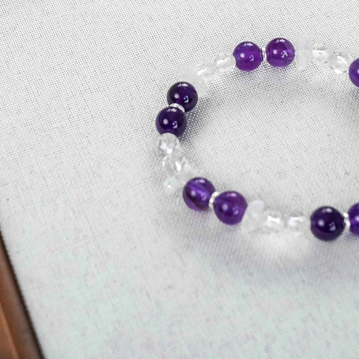 Amethyst Theme Bracelet with Clear Quartz & Moonstone - Spiritual Growth & Intuition