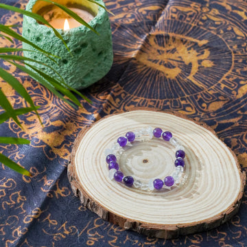 Amethyst Theme Bracelet with Clear Quartz & Moonstone - Spiritual Growth & Intuition