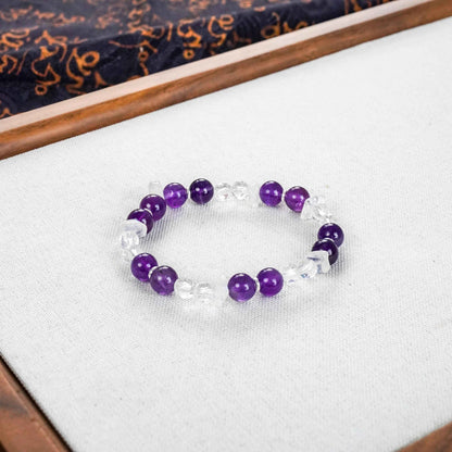 Amethyst Theme Bracelet with Clear Quartz & Moonstone - Spiritual Growth & Intuition