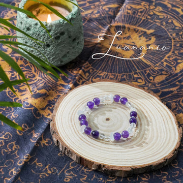 Amethyst Theme Bracelet with Clear Quartz & Moonstone - Spiritual Growth & Intuition