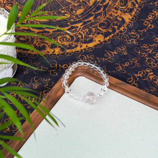 Faceted Clear Quartz Bracelet with Rose Quartz & Zircon Charm - Amplify Love, Clarity & Positive Energy