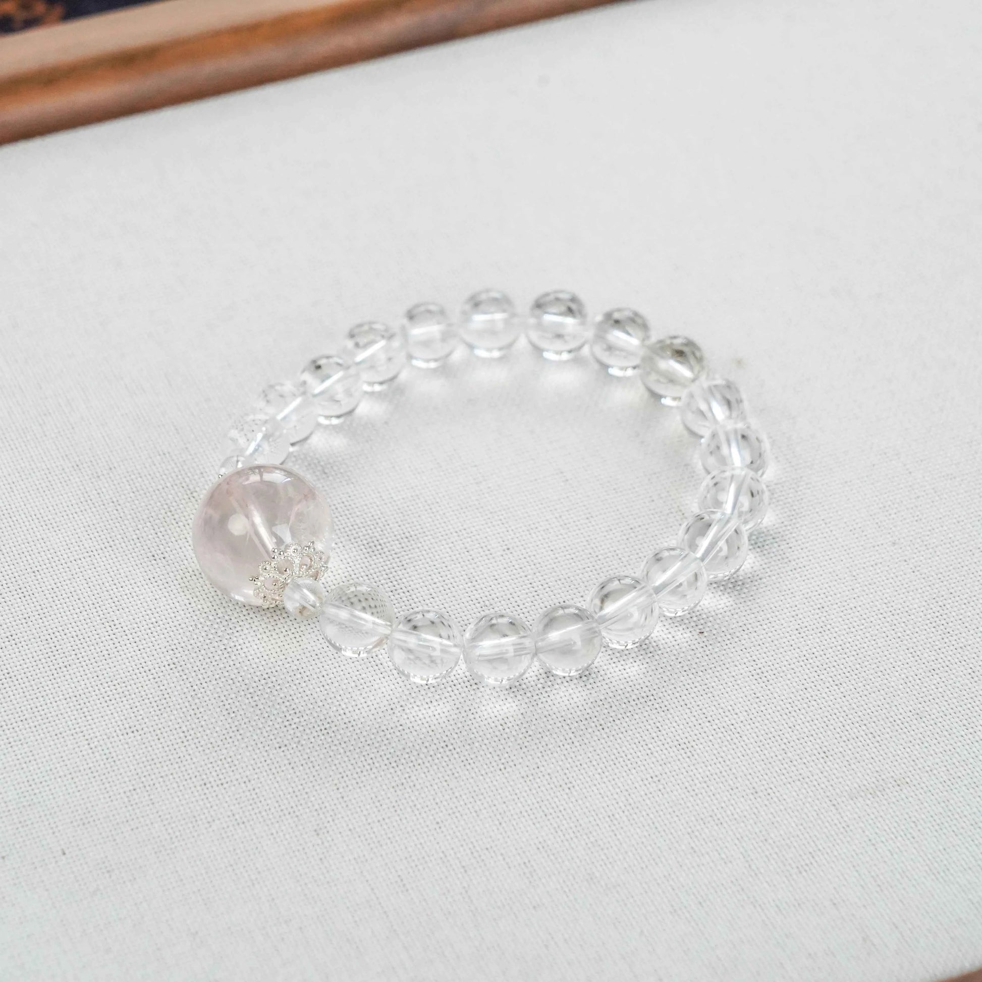 Faceted Clear Quartz Bracelet with Rose Quartz & Zircon Charm - Amplify Love, Clarity & Positive Energy