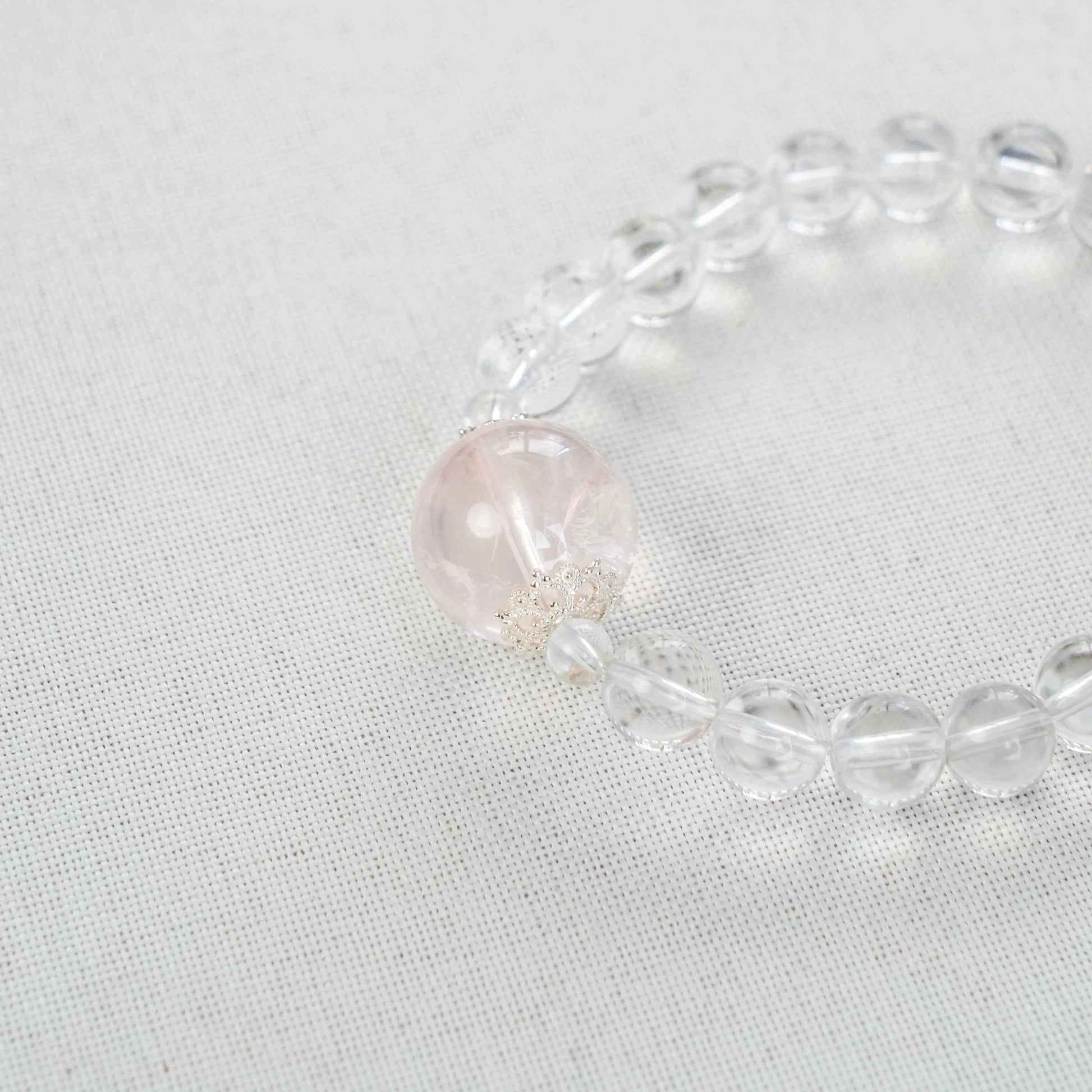 Faceted Clear Quartz Bracelet with Rose Quartz & Zircon Charm - Amplify Love, Clarity & Positive Energy