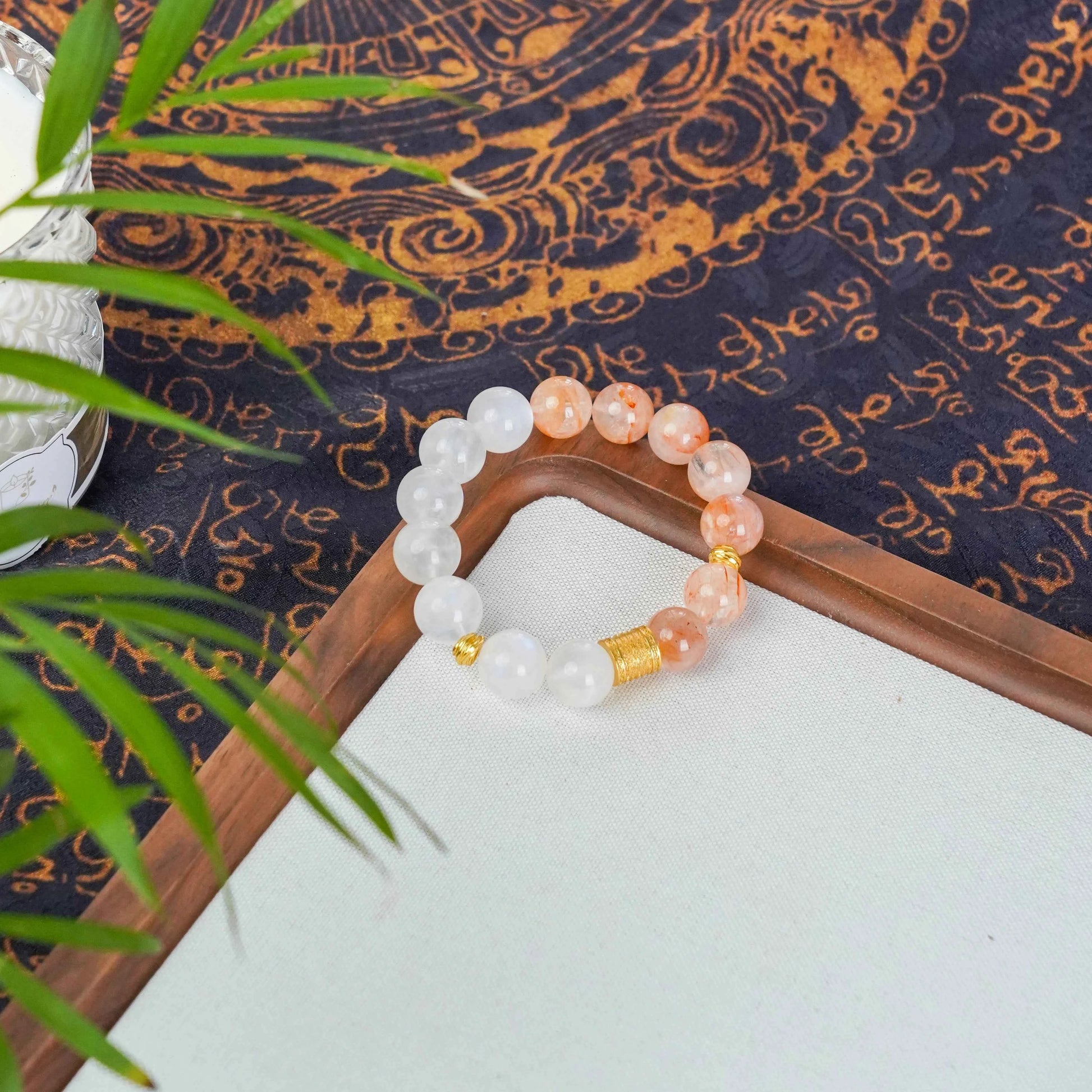 Fanta Quartz & Moonstone Bracelet with Charm Set - Creativity, Intuition & Luck