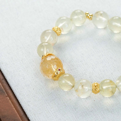 Lemon Quartz & Fanta Quartz Bracelet Gold Plated - Abundance, Joy & Positivity