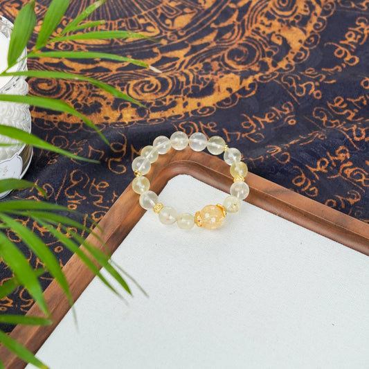 Lemon Quartz & Fanta Quartz Bracelet Gold Plated - Abundance, Joy & Positivity