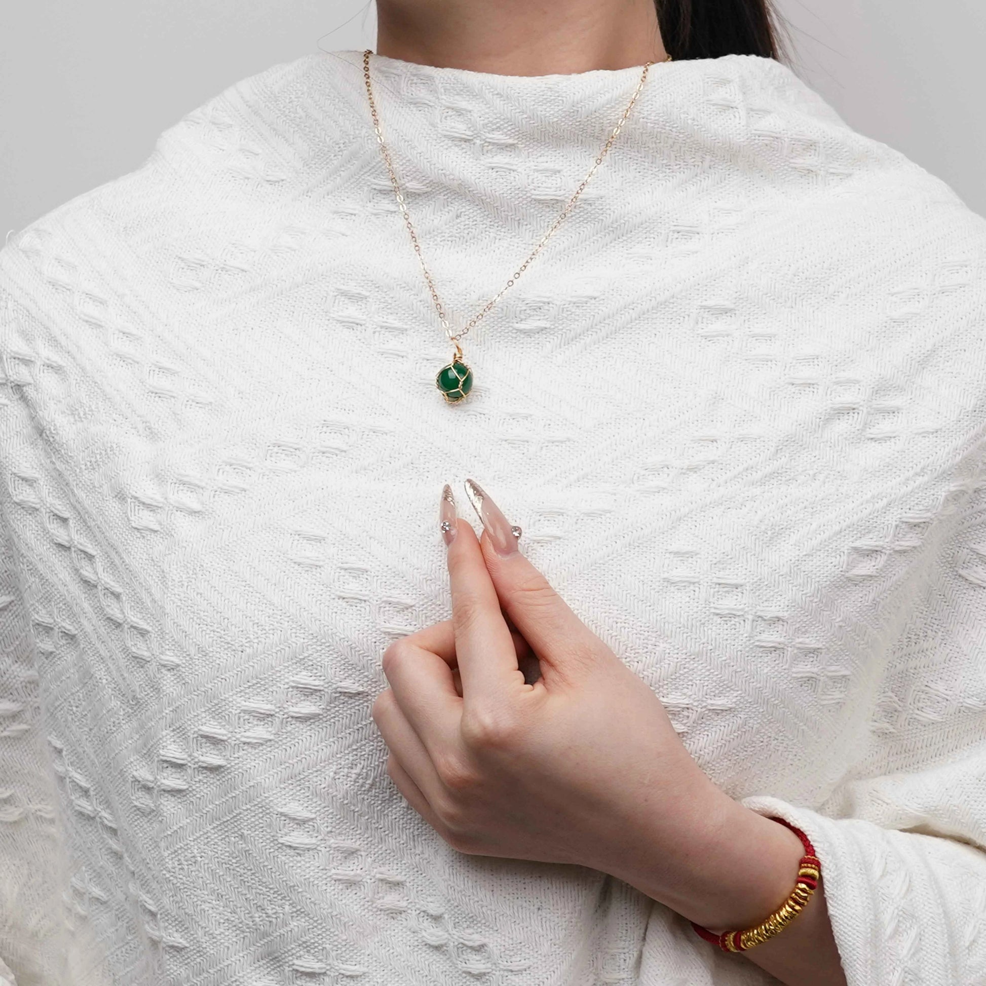 Green Agate Crystal Pendant for Balance & Renewal|Luananio