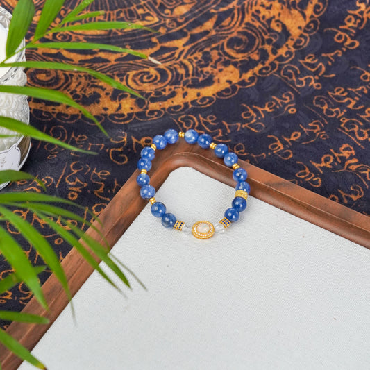 Kyanite Theme Bracelet with Opal & Clear Quartz Gold Plated - Creativity, Communication & Amplification