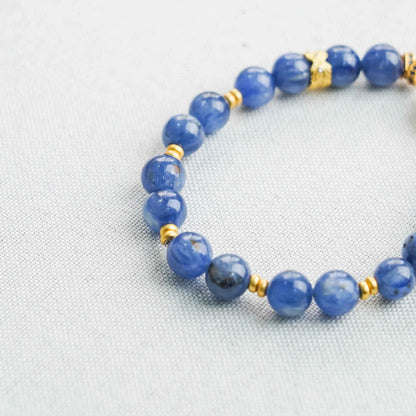 Kyanite Theme Bracelet with Opal & Clear Quartz Gold Plated - Creativity, Communication & Amplification