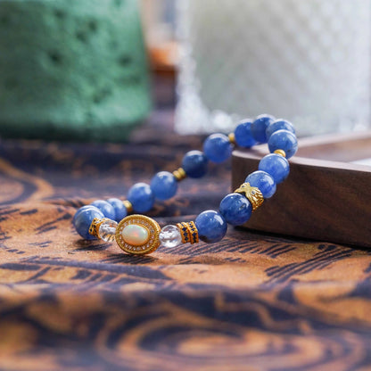 Kyanite Theme Bracelet with Opal & Clear Quartz Gold Plated - Creativity, Communication & Amplification