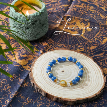 Kyanite Theme Bracelet with Opal & Clear Quartz Gold Plated - Creativity, Communication & Amplification