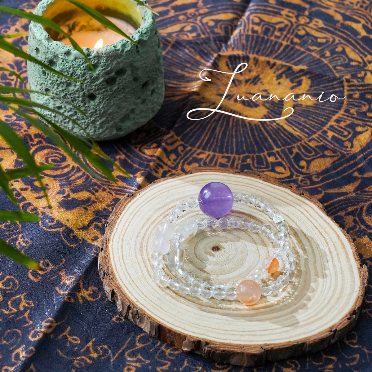 Lavender Amethyst & Rose Quartz Charm Bracelet by Luananio – product view