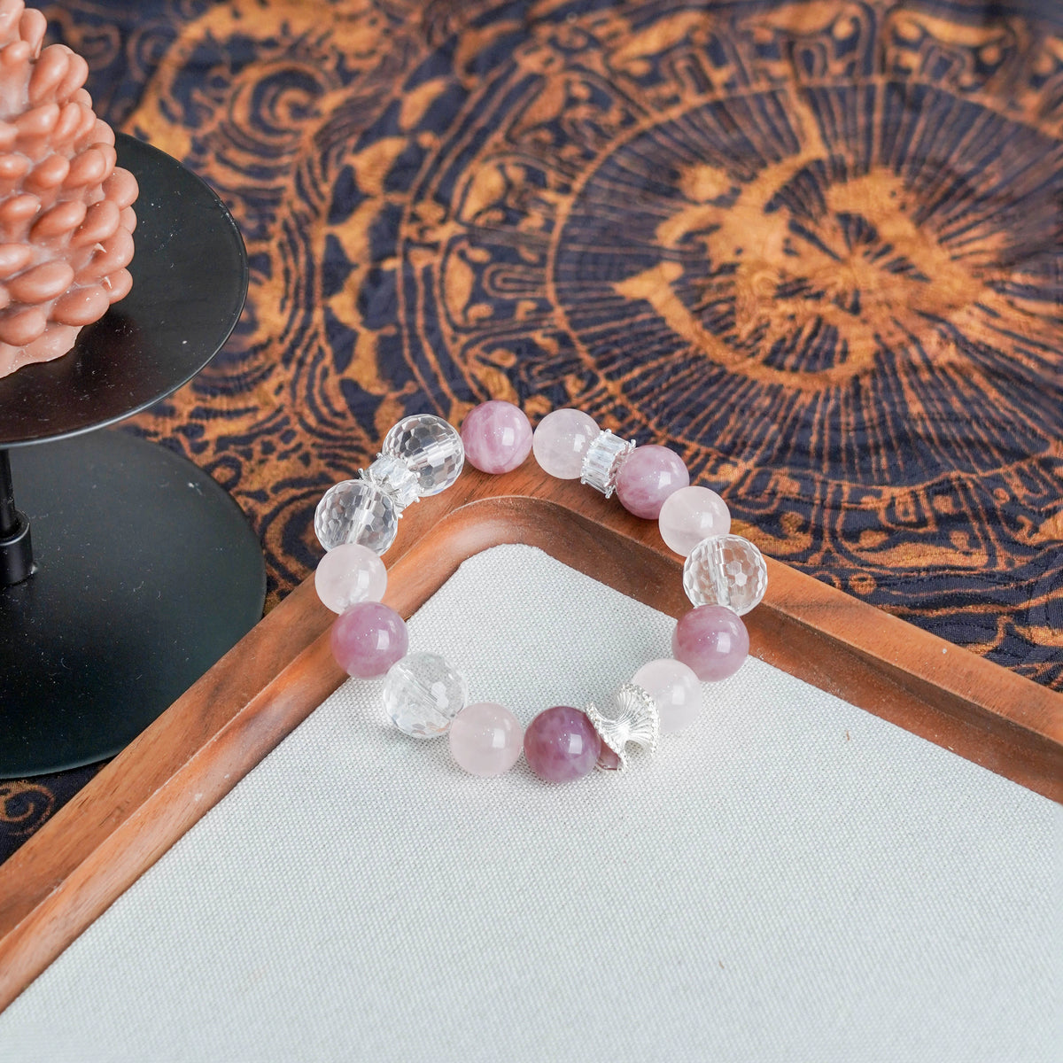 Lavender Rose Quartz Charm Bracelet by Luananio – product detail 3