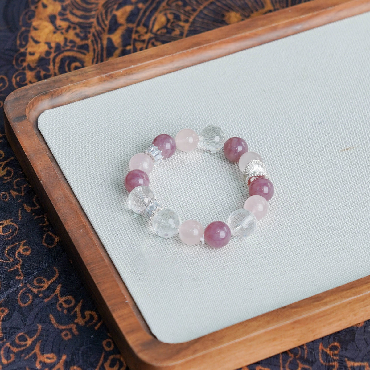 Lavender Rose Quartz Charm Bracelet by Luananio – product detail 2
