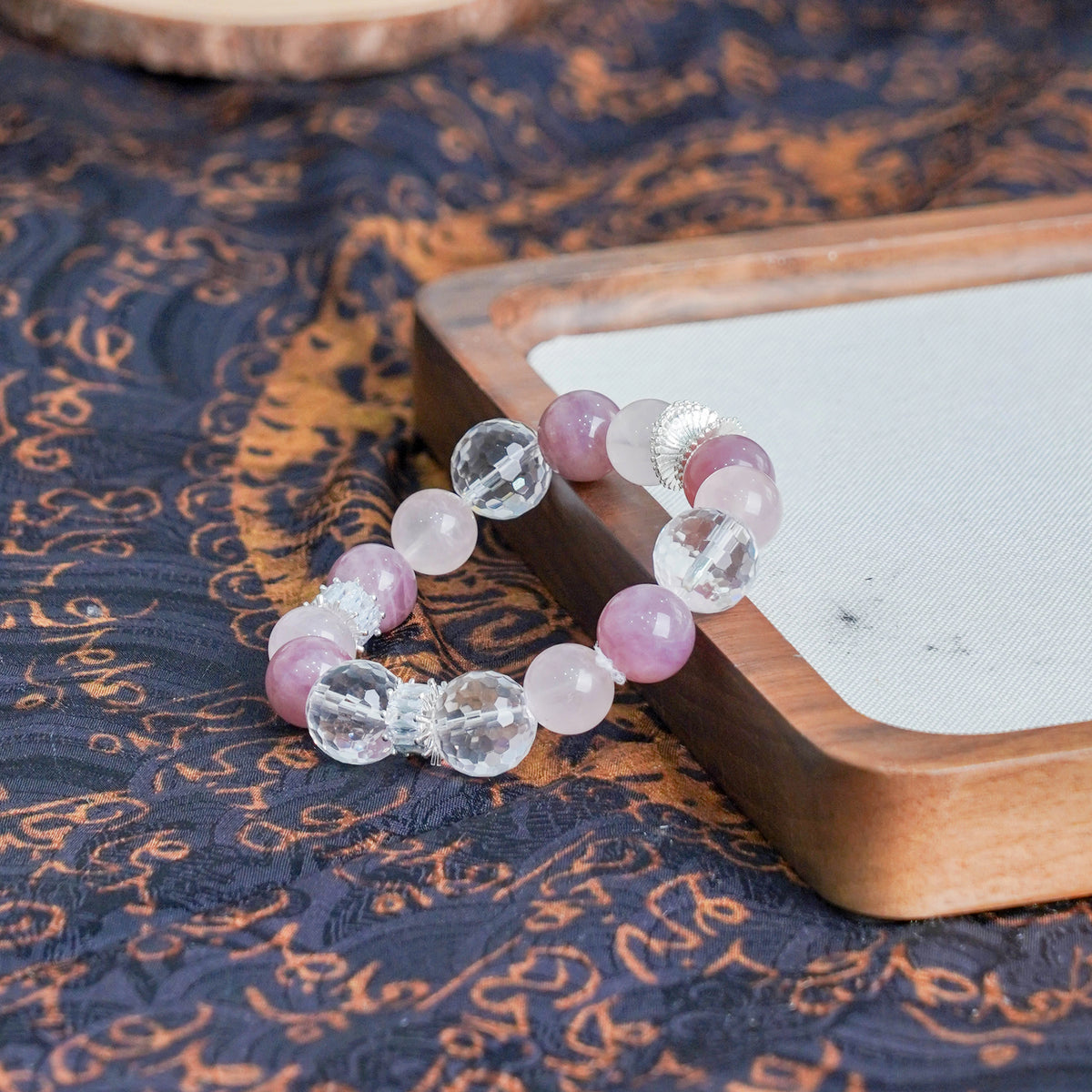 Lavender Rose Quartz Charm Bracelet by Luananio – product detail 4