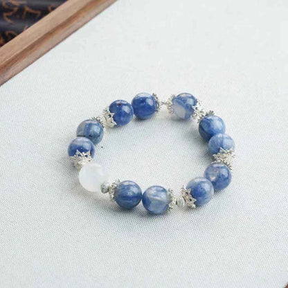 Kyanite & Moonstone Bracelet with 925 Sterling Silver - Psychic Awareness & Intuition