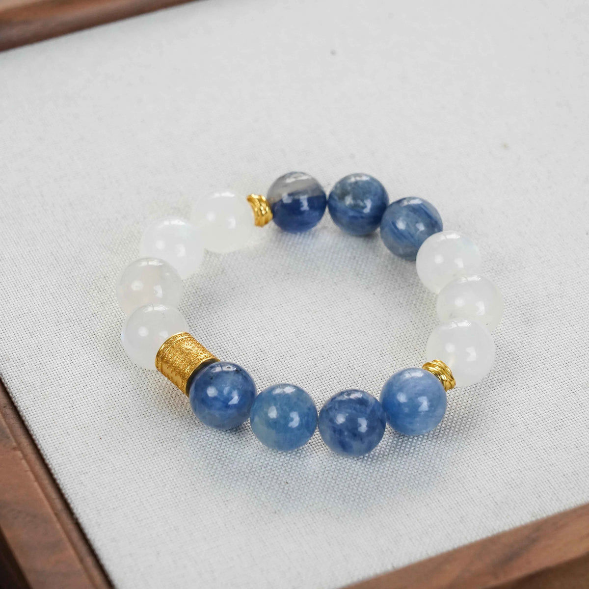 Kyanite & Moonstone Bracelet with Lucky Charms - Communication, Intuition & Protection