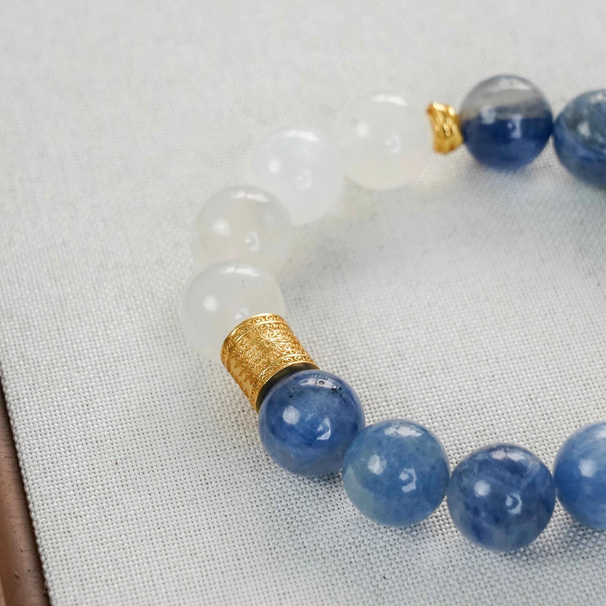 Kyanite & Moonstone Bracelet with Lucky Charms - Communication, Intuition & Protection