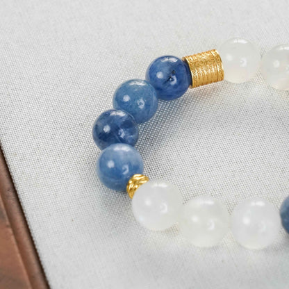Kyanite & Moonstone Bracelet with Lucky Charms - Communication, Intuition & Protection