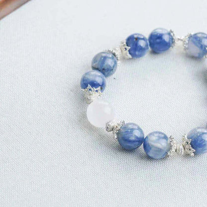 Kyanite & Moonstone Bracelet with 925 Sterling Silver - Psychic Awareness & Intuition