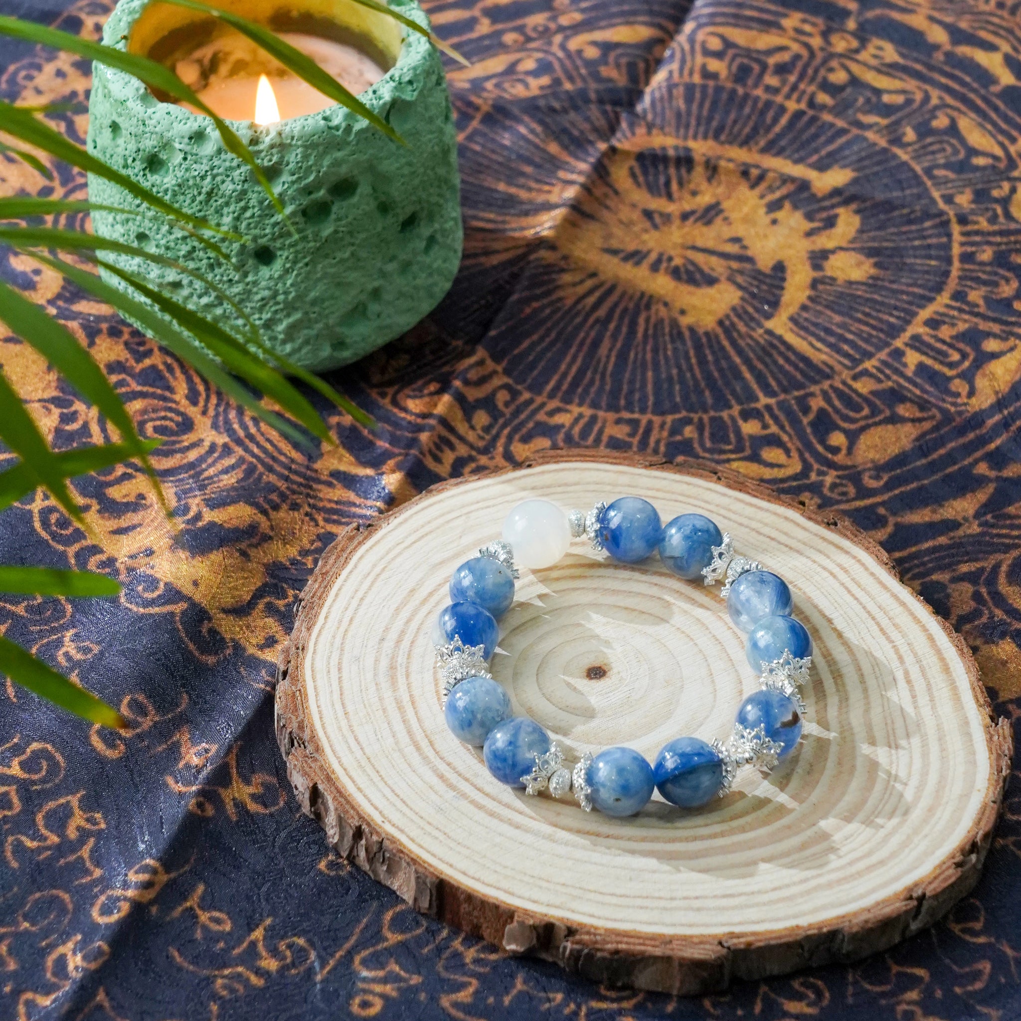 Kyanite & Moonstone Bracelet with 925 Sterling Silver - Psychic Awareness & Intuition