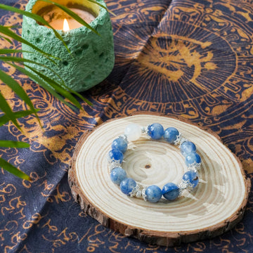 Kyanite & Moonstone Bracelet with 925 Sterling Silver - Psychic Awareness & Intuition