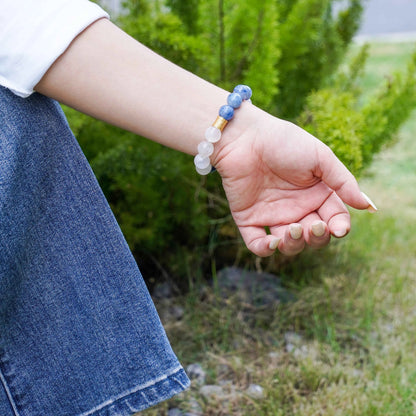 Kyanite & Moonstone Bracelet with Lucky Charms - Communication, Intuition & Protection