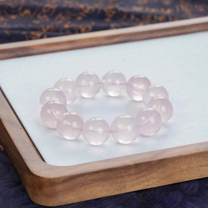 Large Bead Rose Quartz Bracelet - Deep Self-Love, Friendship & Emotional Healing