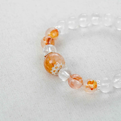 Rose Quartz Bracelet with Fanta & Red Phantom Accents - Love, Energy & Passion