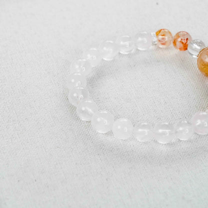 Rose Quartz Bracelet with Fanta & Red Phantom Accents - Love, Energy & Passion