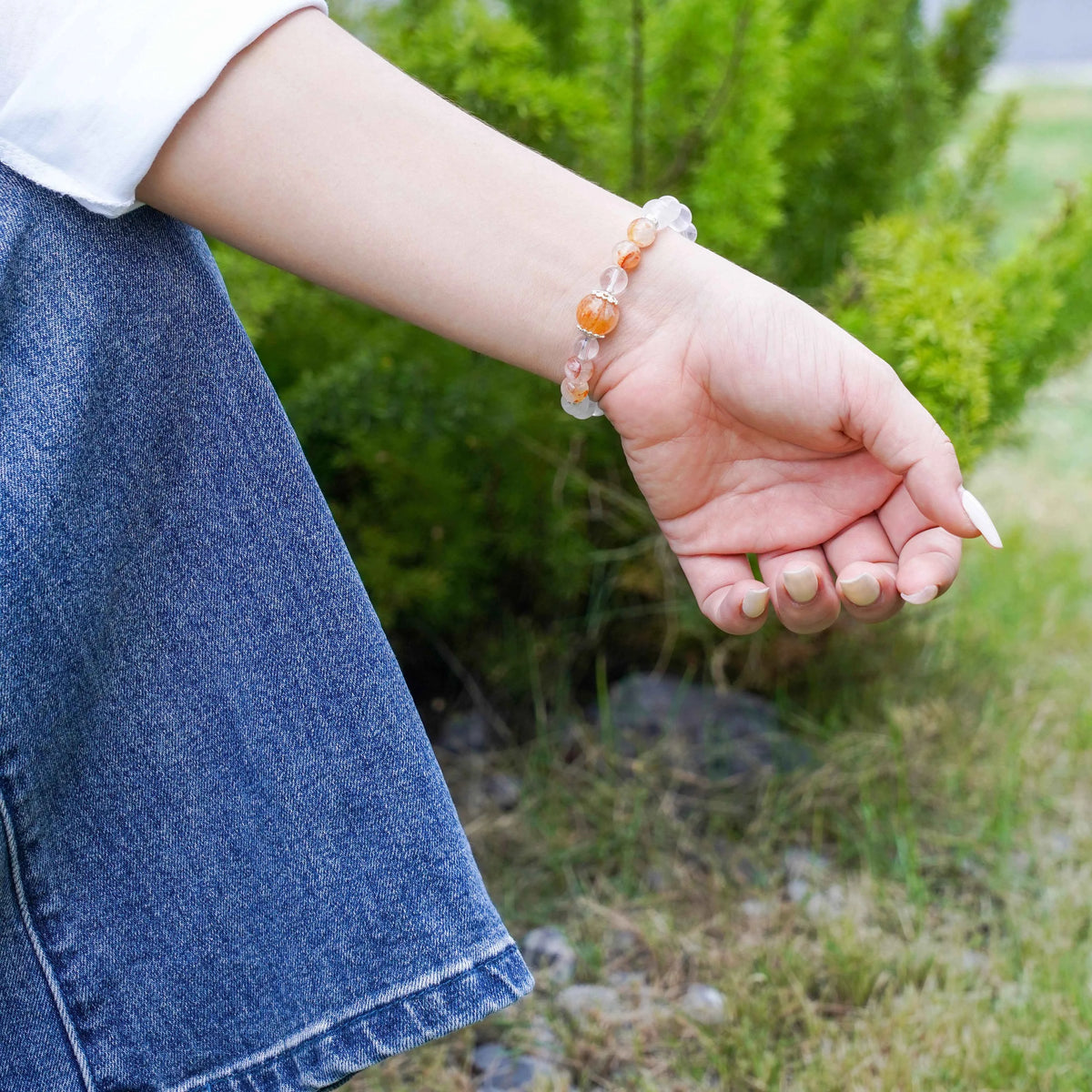 Rose Quartz Bracelet with Fanta & Red Phantom Accents - Love, Energy & Passion