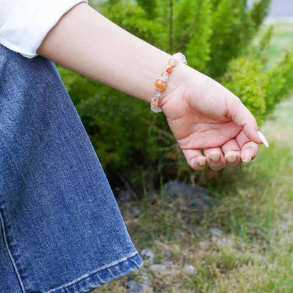 Rose Quartz Bracelet with Fanta & Red Phantom Accents - Love, Energy & Passion