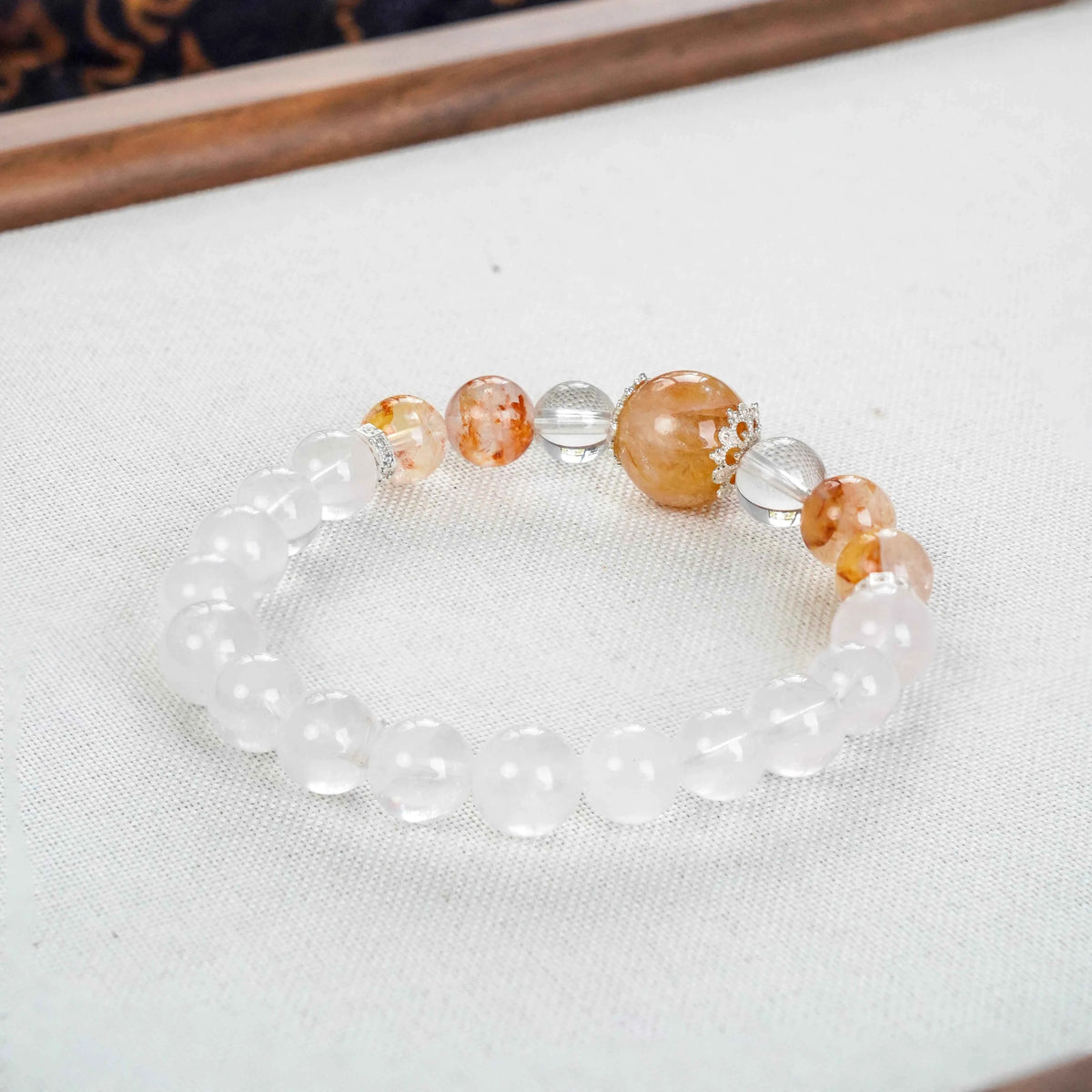 Rose Quartz Bracelet with Fanta & Red Phantom Accents - Love, Energy & Passion
