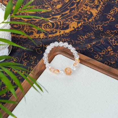 Rose Quartz Bracelet with Fanta & Red Phantom Accents - Love, Energy & Passion