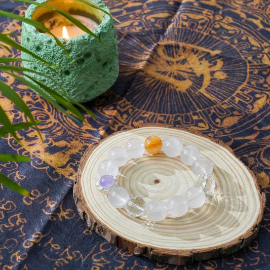 Rose Quartz Theme Bracelet with Fanta Quartz & Lavender Amethyst - Love, Joy & Intuition