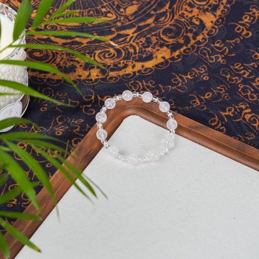 Rose Quartz & Clear Quartz Bracelet with Sterling Silver - Love & Clarity Energy