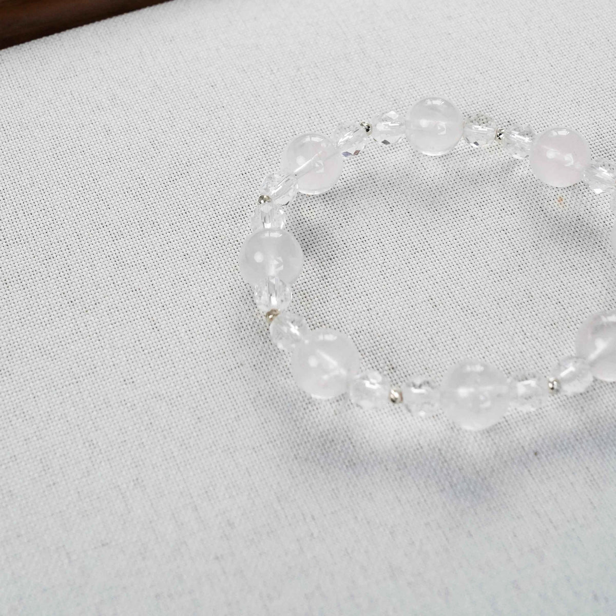Rose Quartz & Clear Quartz Bracelet with Sterling Silver - Love & Clarity Energy