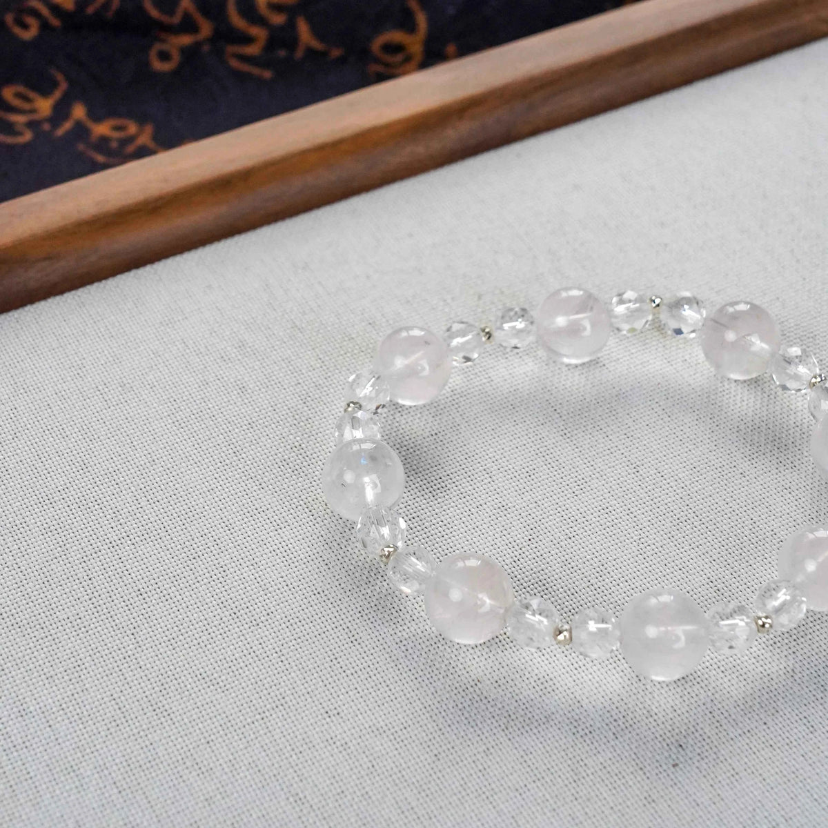 Rose Quartz & Clear Quartz Bracelet with Sterling Silver - Love & Clarity Energy