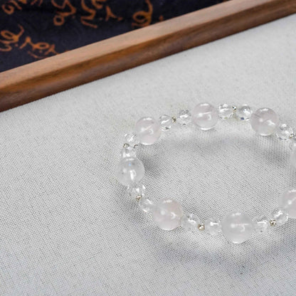 Rose Quartz & Clear Quartz Bracelet with Sterling Silver - Love & Clarity Energy