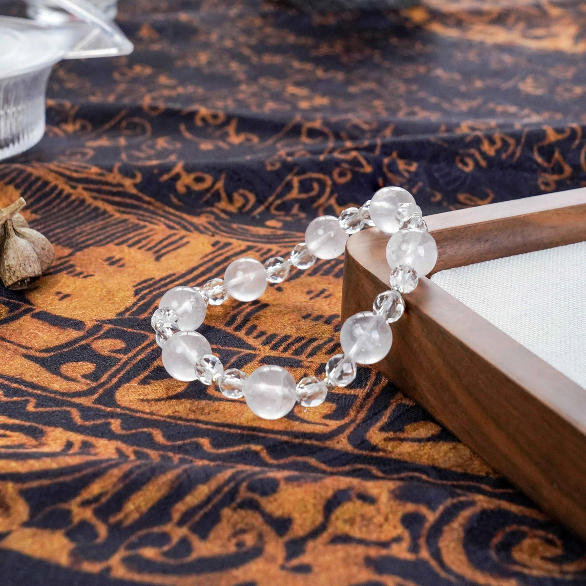 Rose Quartz & Clear Quartz Bracelet with Sterling Silver - Love & Clarity Energy