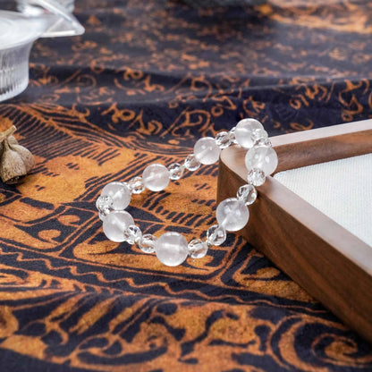 Rose Quartz & Clear Quartz Bracelet with Sterling Silver - Love & Clarity Energy