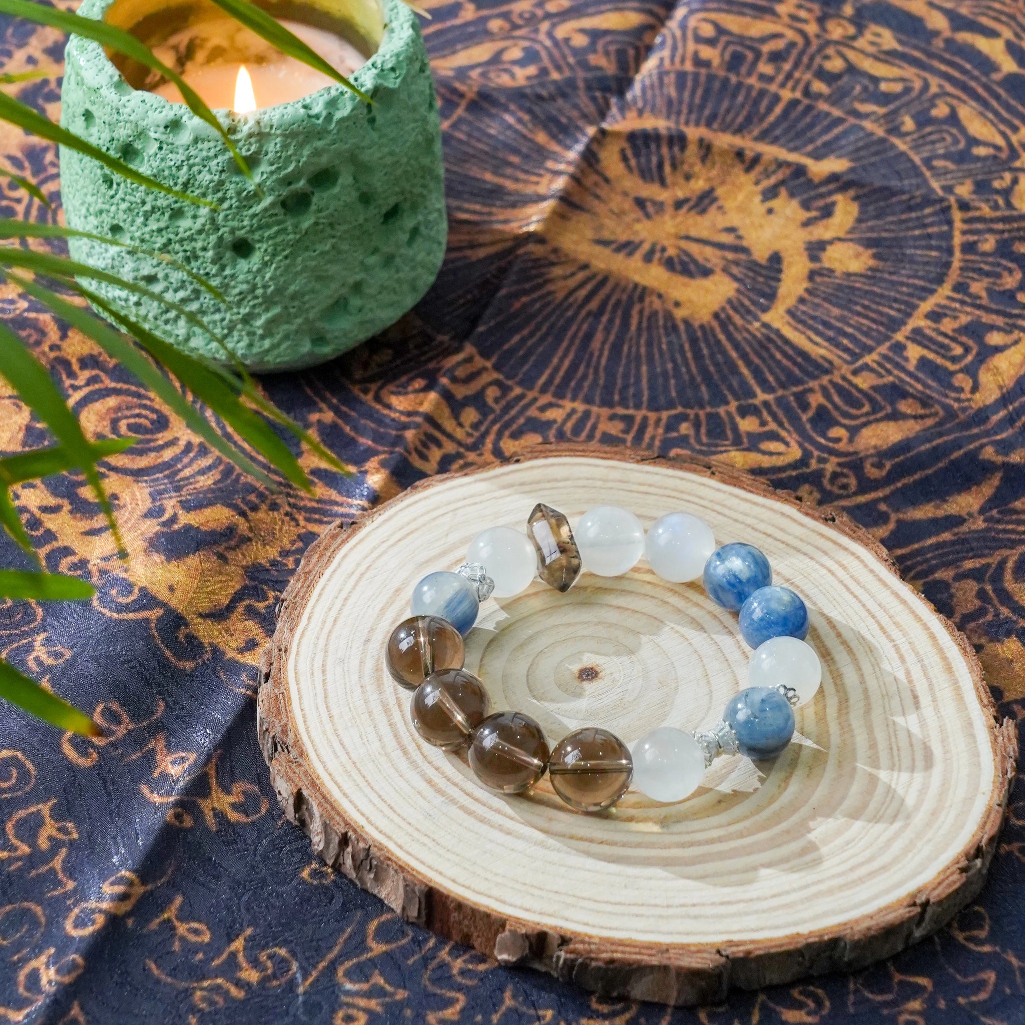 Smoky Quartz Kyanite Moonstone Double Terminated & Sterling Silver - Full Energy Protection & Intuition