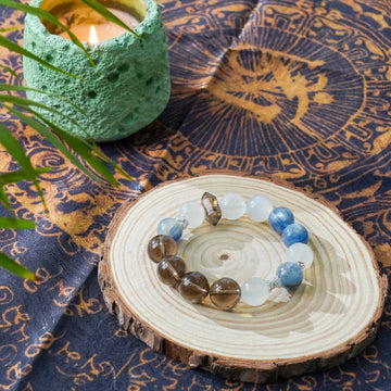 Smoky Quartz Kyanite Moonstone Double Terminated & Sterling Silver - Full Energy Protection & Intuition