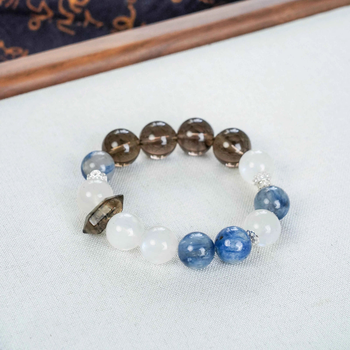 Smoky Quartz Kyanite Moonstone Double Terminated & Sterling Silver - Full Energy Protection & Intuition