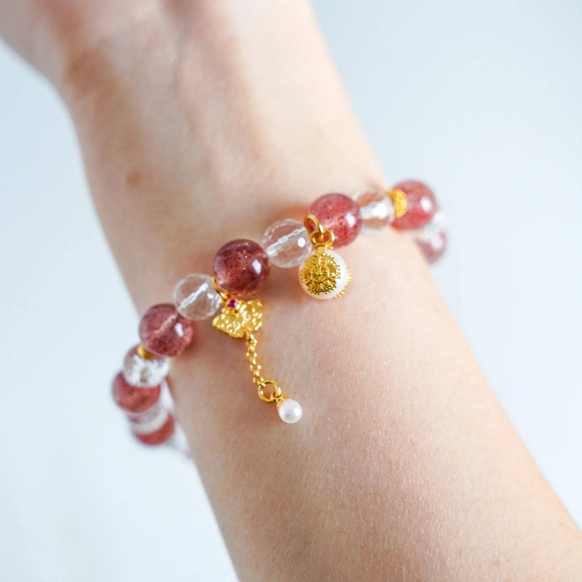 Strawberry Quartz & Clear Quartz Bracelet by Luananio – product detail 3